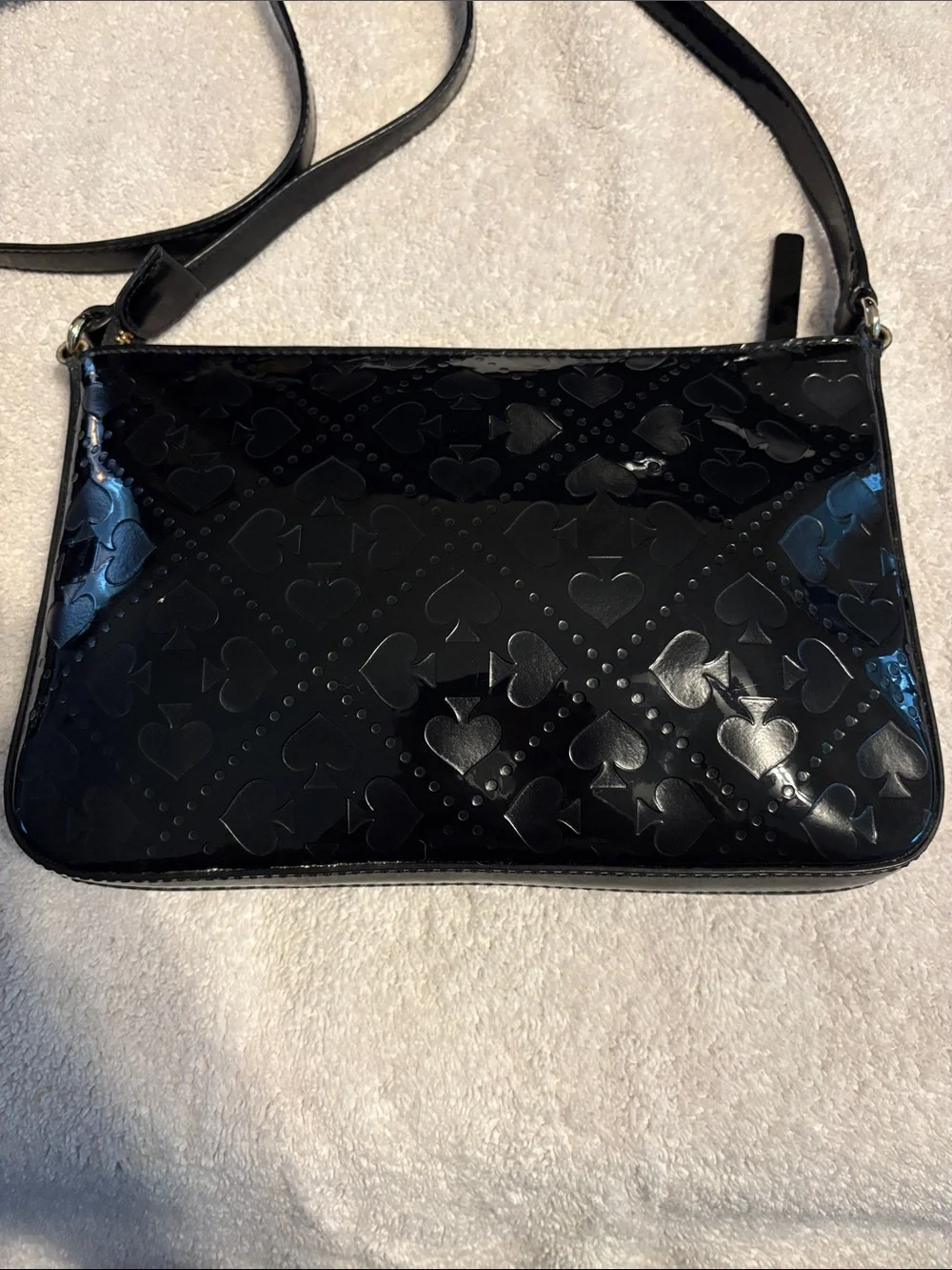 Kate Spade Beale Street Toni Embossed Black Patent PVC Crossbody Bag